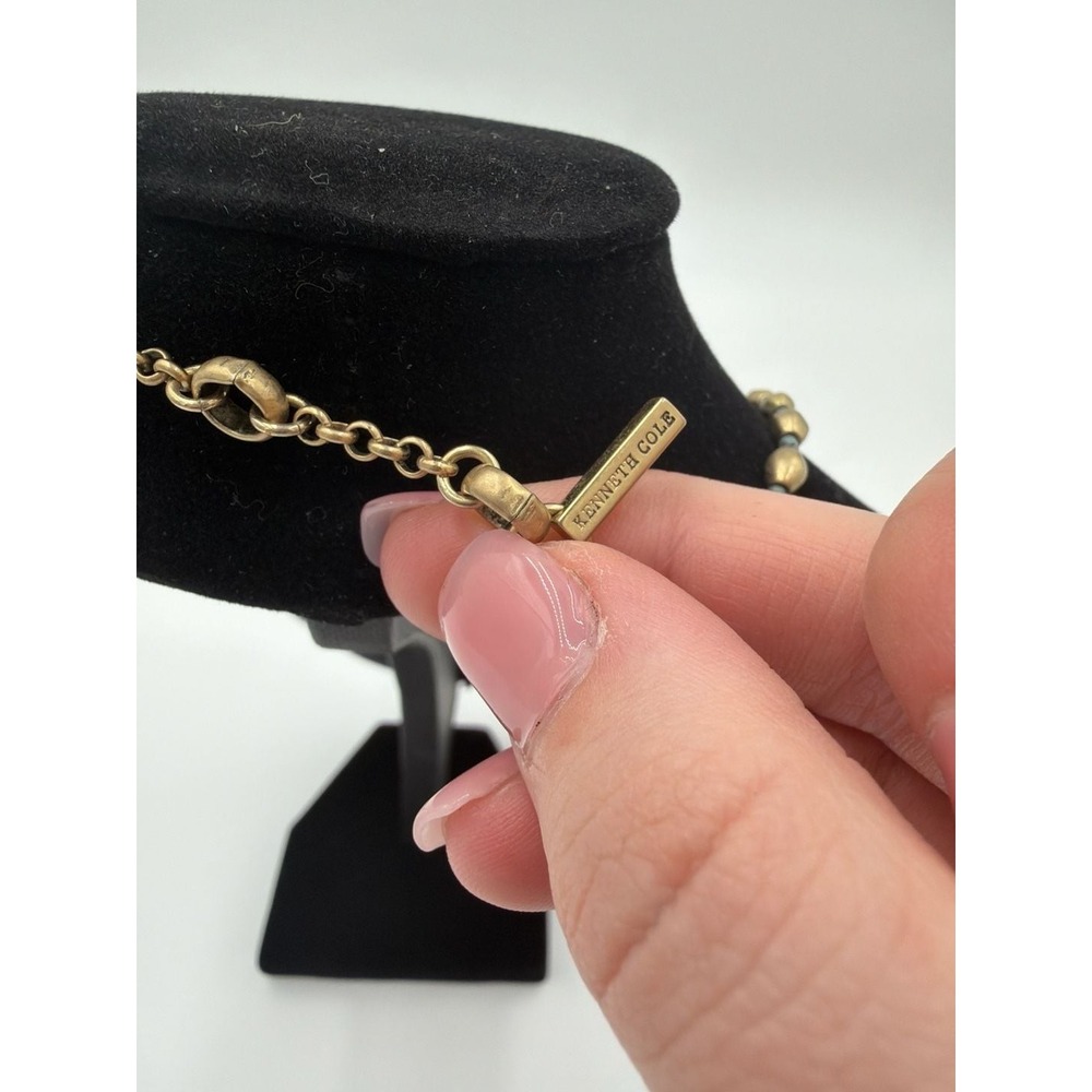 Kenneth Cole New York Gold Tone Multi Stone Charm Necklace Turquoise Boho - Picture 4 of 4